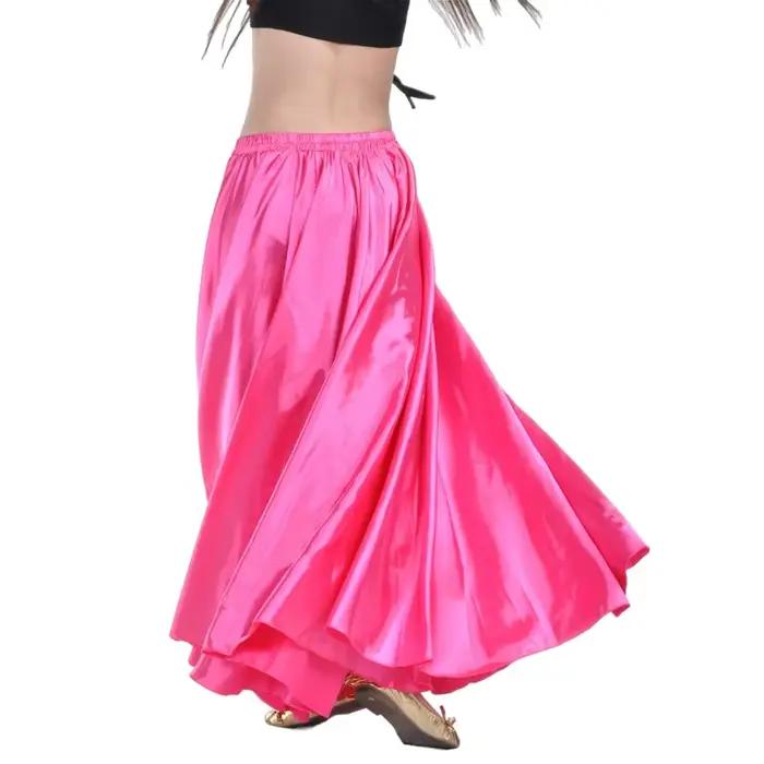 Jupe en satin pour danse du ventre femme jupes gitane danseur vêtements de pratique jupe maxi 12 couleurs assorties solide argent blanc bleu ciel beige bleu brunclair grisivoire jaune or orange rhodo rose rouge