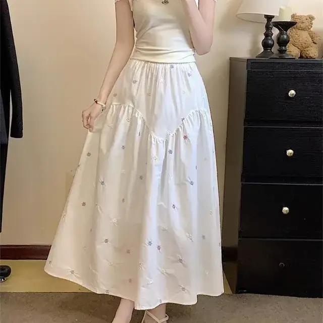 Jupe florale femmes 2025 Faldas Mujer De Moda taille élastique ample