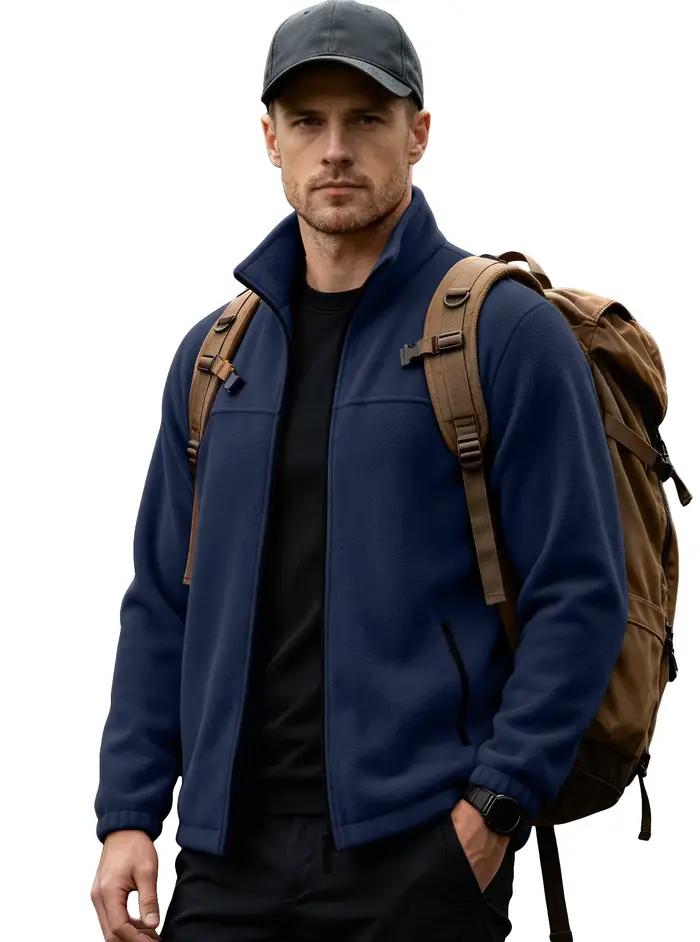 Veste polaire pour hommes, nouvelle collection automne-hiver 2026, fermeture éclair, col montant, manteau chaud pour sports de plein air, style américain décontracté