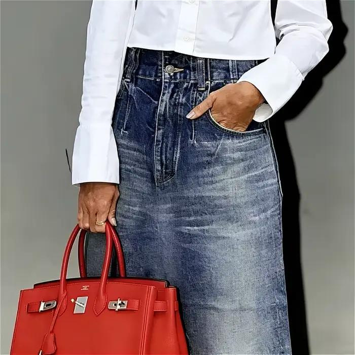 Jupe longue en jean pour femme Krisstargirls – Tendance hiver et printemps