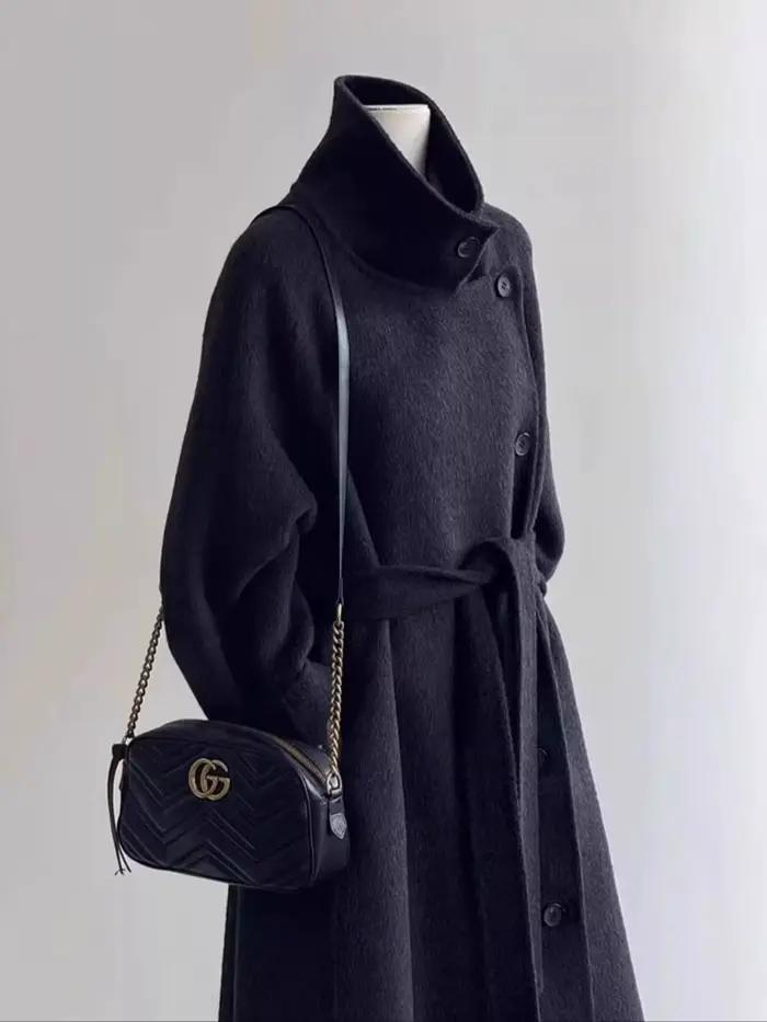 Manteau en laine et cachemire pour femme, doublure de doudoune, nouvelle collection hiver 2026, épais, mi-long