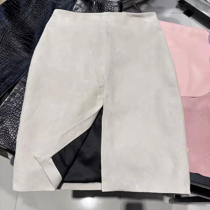 Jupe crayon en daim véritable YOLOAgain pour femme