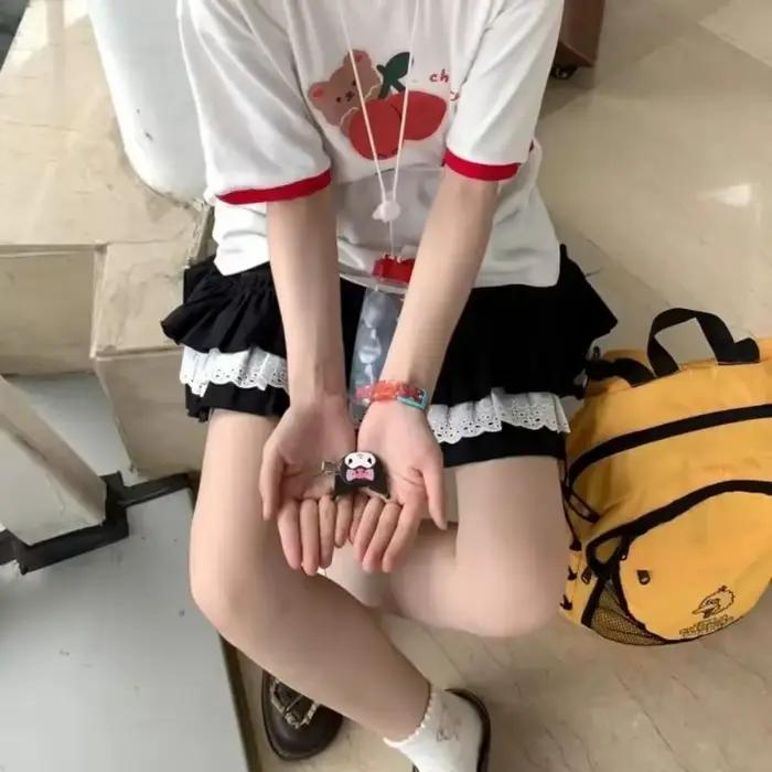 Nouveau Kawaii Style japonais jupe femmes étudiant a-ligne plissée dentelle Mini