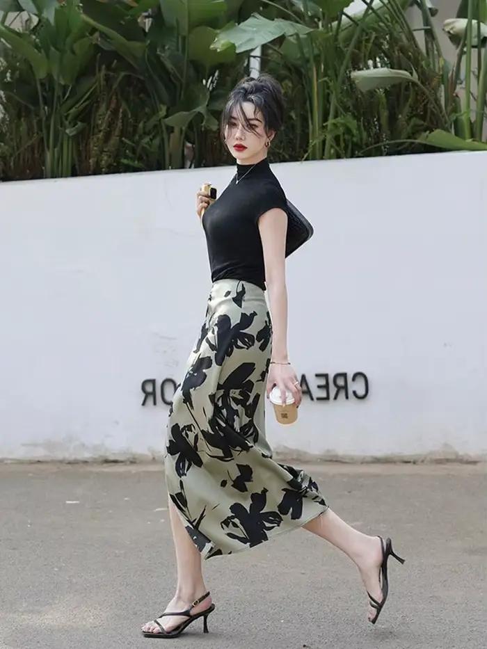 Jupes pour femmes taille haute Midi femme jupe impression vêtements ventes 2025 tendance mode coréenne une ligne de luxe élégant nouveau en Chic