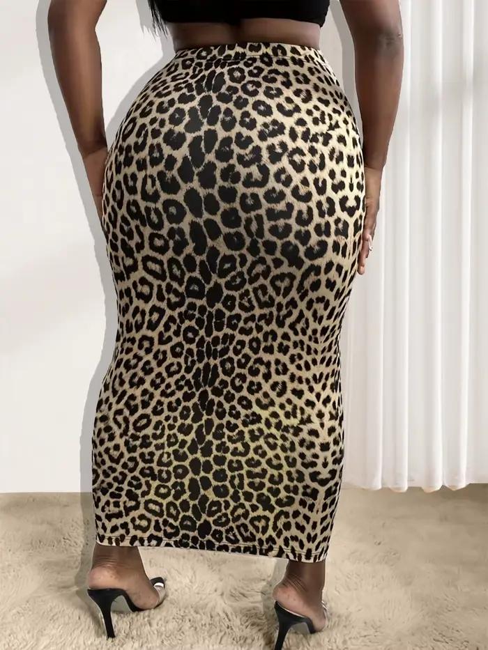 Jupe moulante imprimée léopard, jupe élégante taille haute pour printemps et été, vêtements pour femmes
