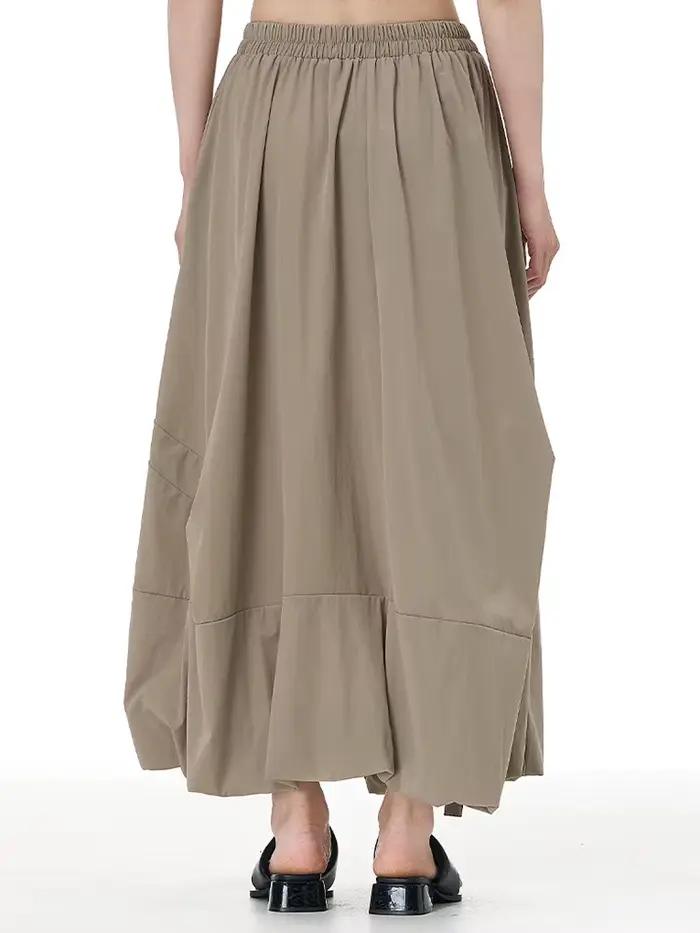 Jupe mi-longue trapèze EAM à taille haute élastique