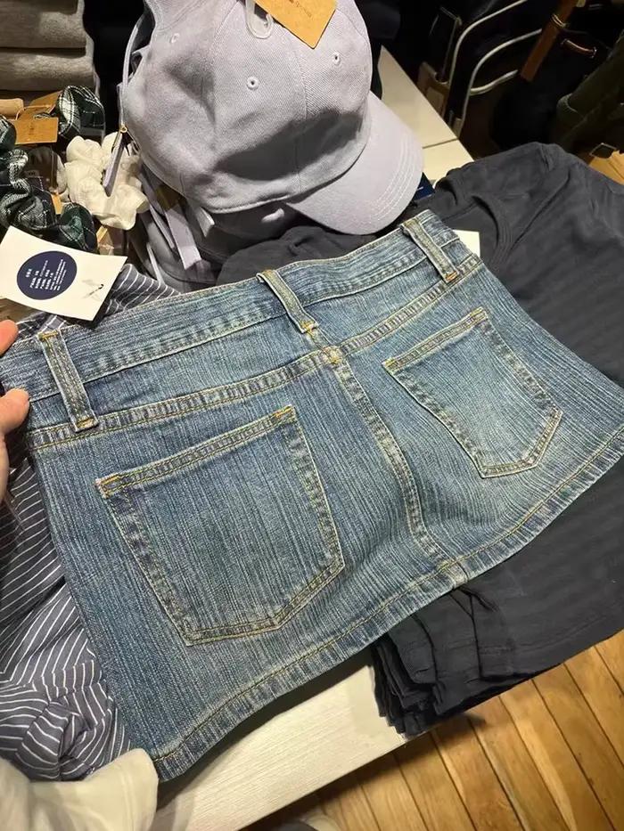 Mini jupes droites en denim vintage pour femmes