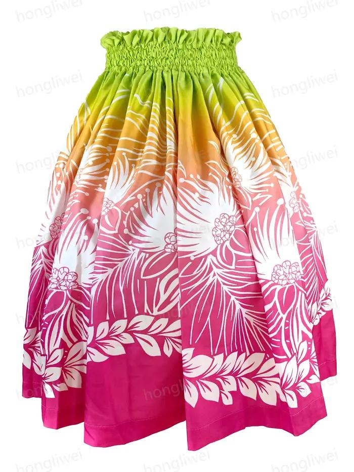 Jupe hawaïenne Hula Dance Pa'u imprimée Floral pour femmes, tenue festive et de performance, idéale pour les cérémonies de diplôme et événements familiaux
