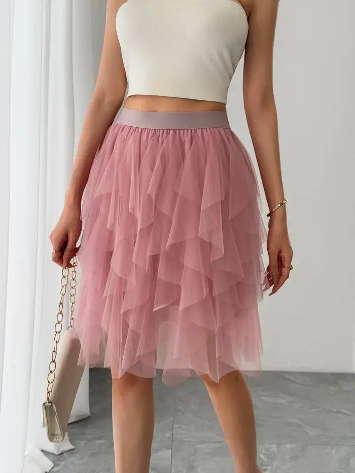Jupe mi-longue en mousseline de soie pour femme
