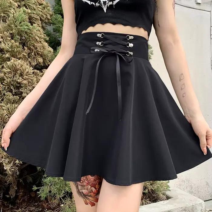 FICHOR – jupe gothique plissée à carreaux noirs pour femmes, Mini Style Hip Hop Punk, vêtements de club pour printemps et automne