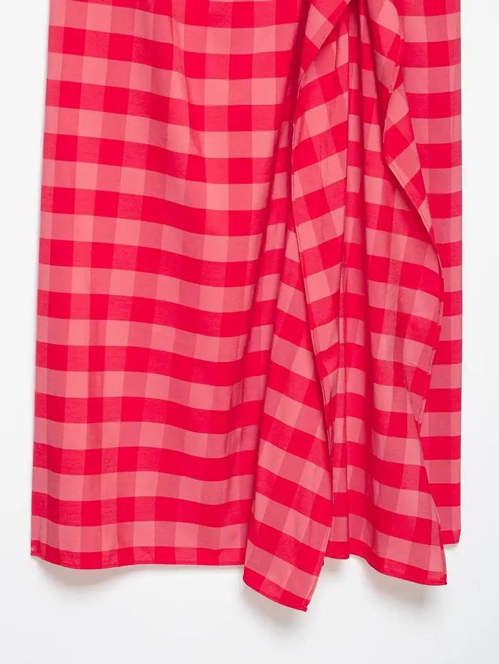 Jupe longue asymétrique à carreaux vichy vintage française pour femme
