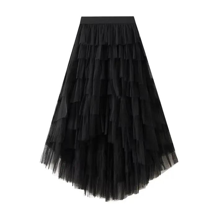 Jupe en tulle aux volants arc-en-ciel pour femmes, style décontracté, coupe ample, longueur jupe, occasion gala, soirée festive
