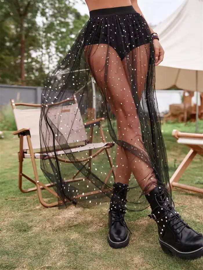 SINGREINY mode paillettes maille jupe taille haute mince pure 2025 femmes été doux tenue extérieure Style coréen