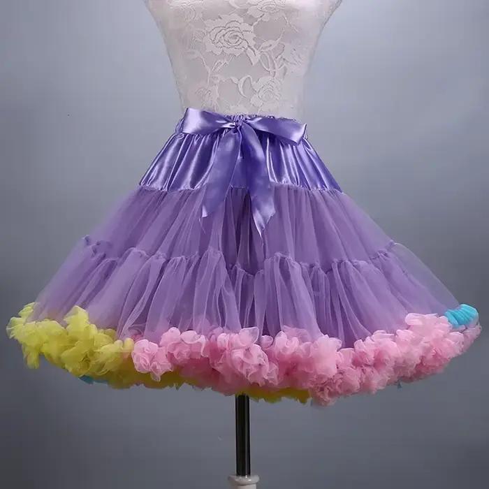 Nouveau Adulte courte Tulle Pettiskirt coloré Tutu Jupe Crinoline Jupon Saia pour les femmes