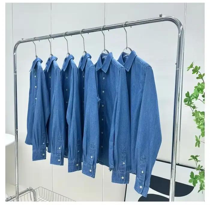Chemise en jean pour femme, chemisier brodé classique style Old Money