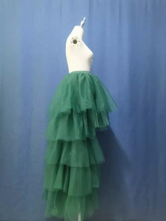 Jupe de soirée tutu chic noire bouffante asymétrique en tulle superposé pour femme