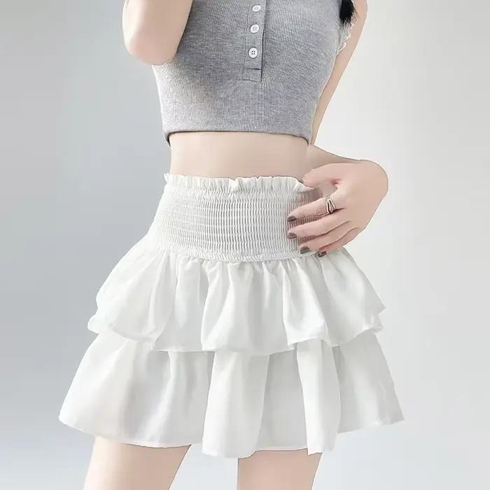 Jupe mini trapèze blanche grande taille pour femme
