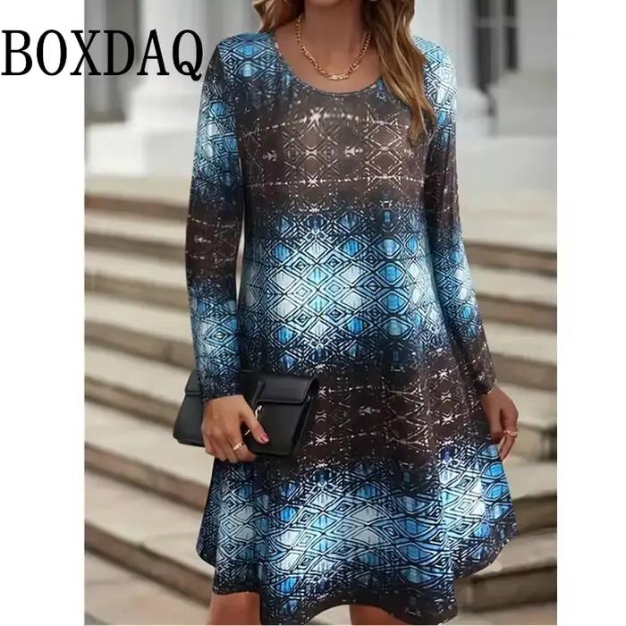 Robe d'automne pour femmes, style Boho Vintage ethnique, motif imprimé Floral, vêtements féminins élégants, manches longues, robes de soirée, nouvelle collection 2025