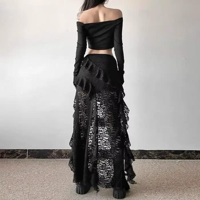 Jupe gothique des années 2000 pour femmes, polyester, dentelle, haute taille, style Y2K, streetwear, Gyaru, hip hop, jupe décontractée et esthétique