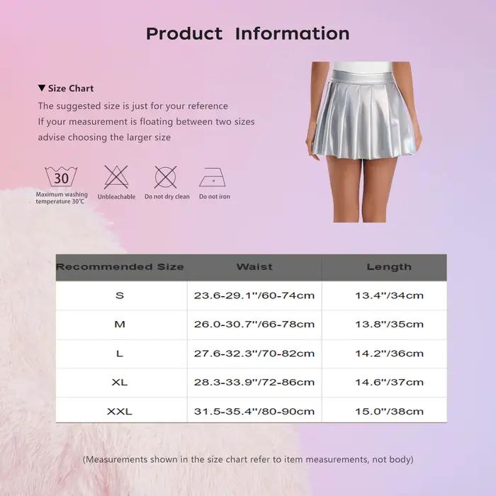 Mini jupe courte plissée métallique brillante pour femmes