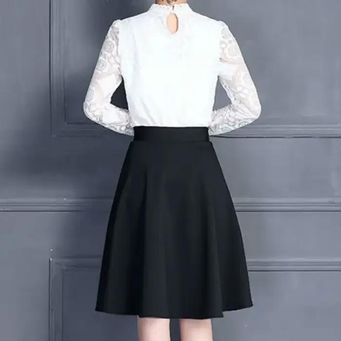 Jupes femmes populaire M-3XL plissé solide poche taille élastique jupe moyenne à la mode tout-match bureau dame respectueux de la peau élégant