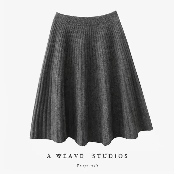 Jupe mini coréenne en laine mérinos pour femme, couleur unie, mode automne hiver, tour de taille empire, tricotée, légèrement extensible, style bureau dame, disponible en plusieurs tailles et couleurs