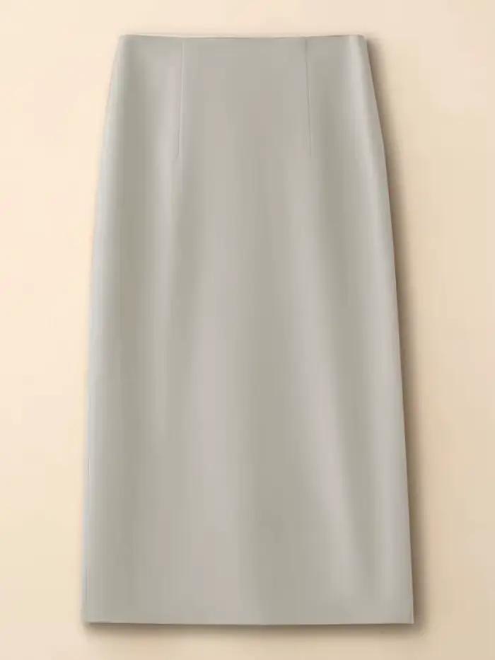 Jupe droite élégante pour femmes en polyester taille haute mi-longue pour tenue de bureau décontractée et occasions spéciales