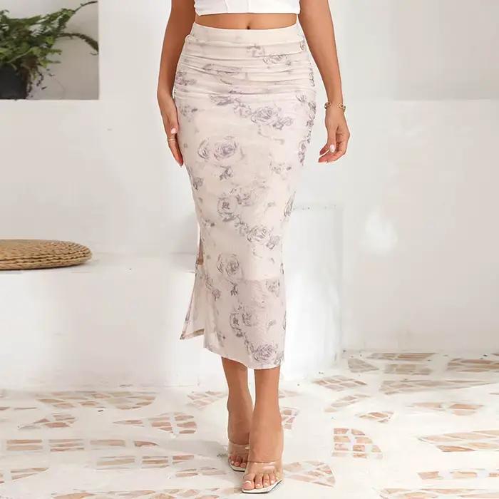 Jupe midi pour femme avec imprimé résille sexy