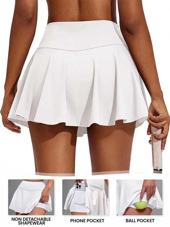 Jupes plissées de style tennis à taille haute sans couture pour femmes avec poche intérieure respirante à séchage