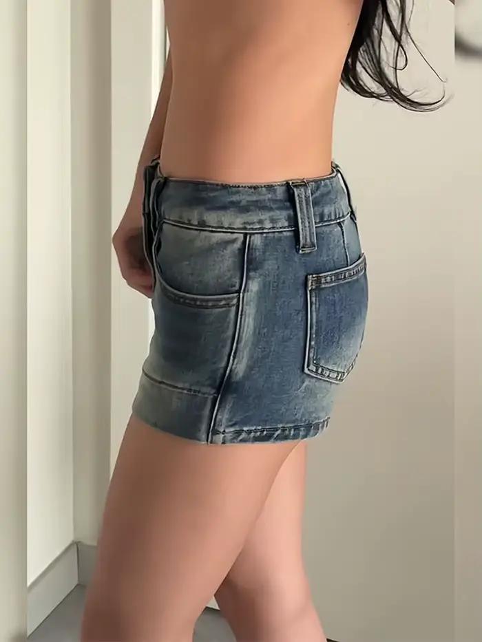 Jupe en jean bleue style American High Street pour femme