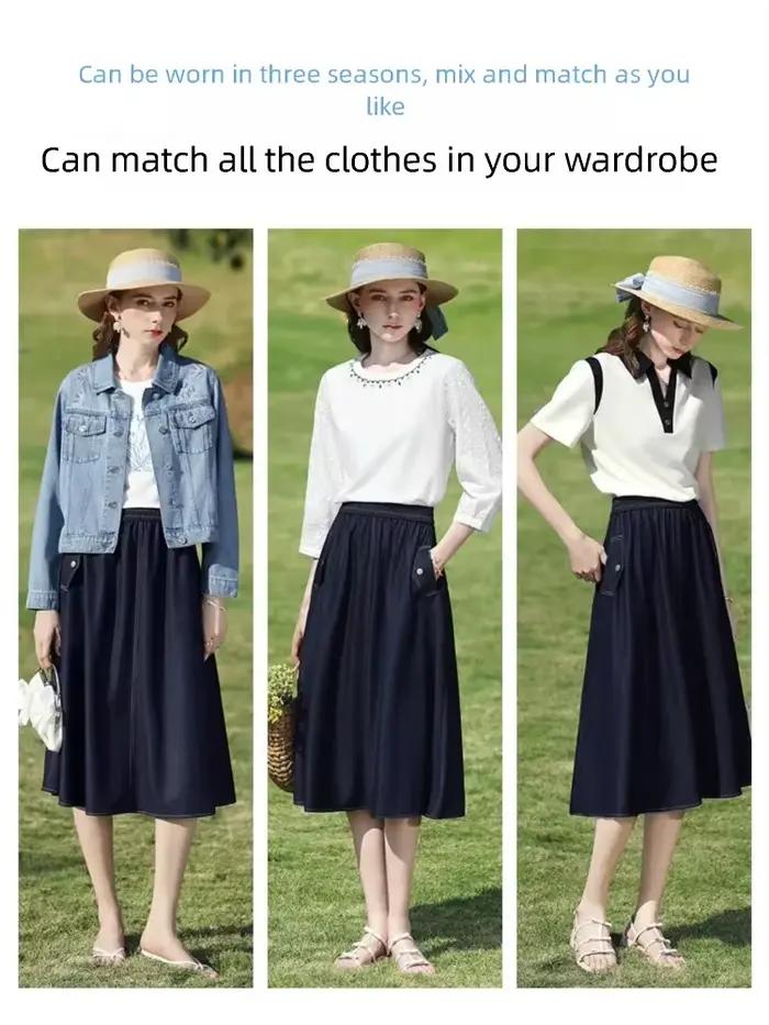 I BELIEVE YOU Jupe midi en jean bleu foncé pour femme
