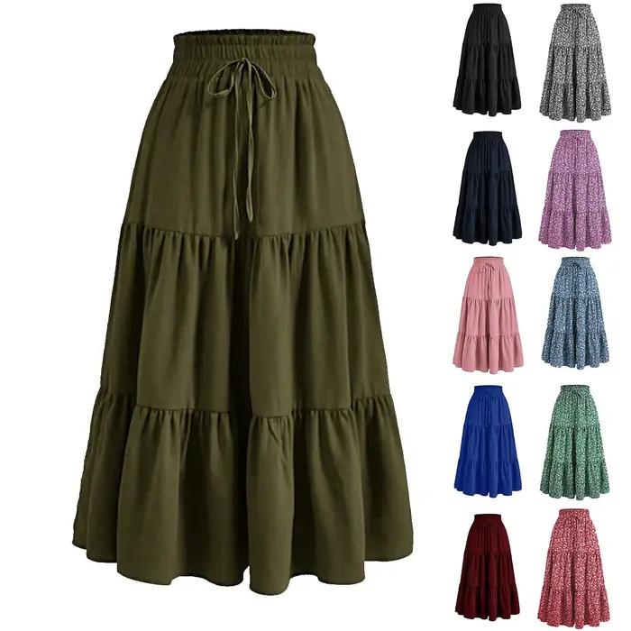 Jupe florale rétro nouveau Style coréen taille haute plissée jupe trapèze mode décontracté bureau dame tout-match tempérament jupe mince