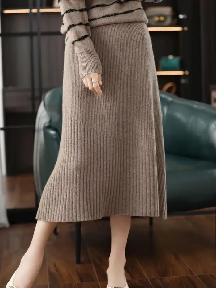 Jupe longue en tricot de cachemire pur pour femmes