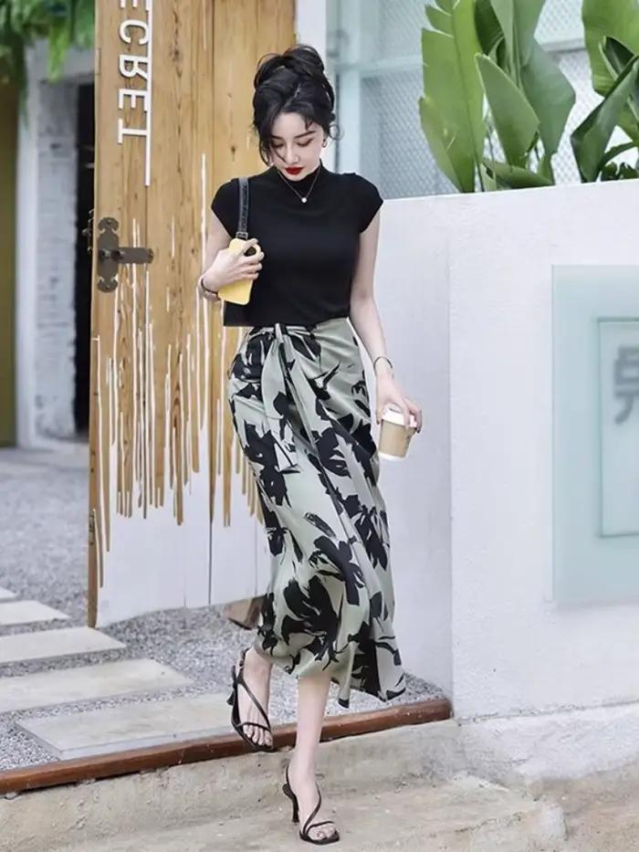 Jupes pour femmes taille haute Midi femme jupe impression vêtements ventes 2025 tendance mode coréenne une ligne de luxe élégant nouveau en Chic