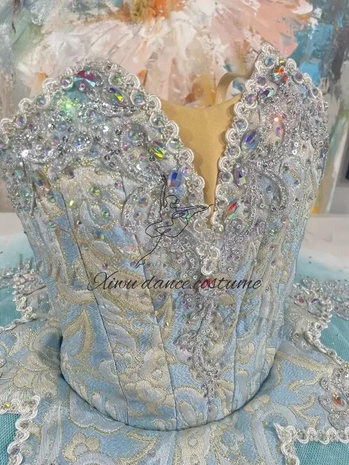 Nouveau produit lancement ballet bleu dégradé TUTU gaze jupe Bluebird variation compétition professionnelle danse