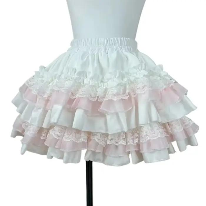 Jupe gâteau douce femmes Kawaii Style Lolita princesse Vintage mignon dentelle volants fête Mini jupes Harajuku Y2k Faldas Mujer 2025