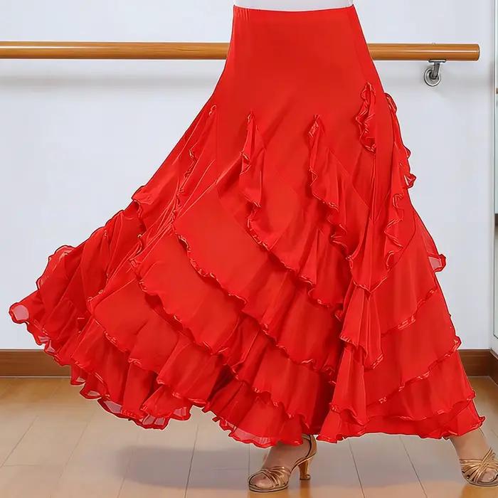 Jupe longue élégante pour femmes, idéale pour la danse latine, la danse de salon et les grandes soirées.