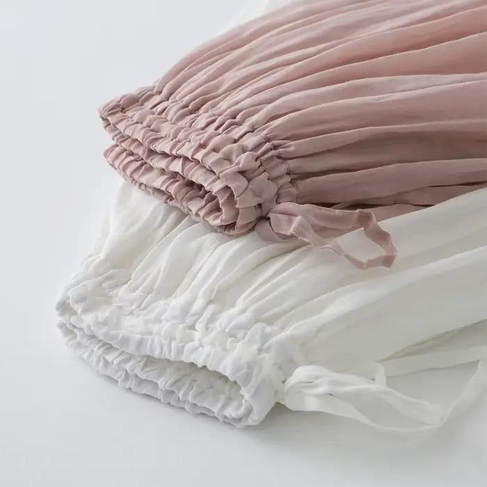 Jupe longue Double couche à taille élastique pour femmes