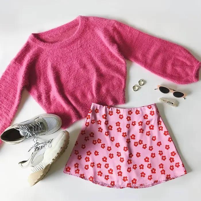 Mini jupe taille haute à imprimé floral pour femmes
