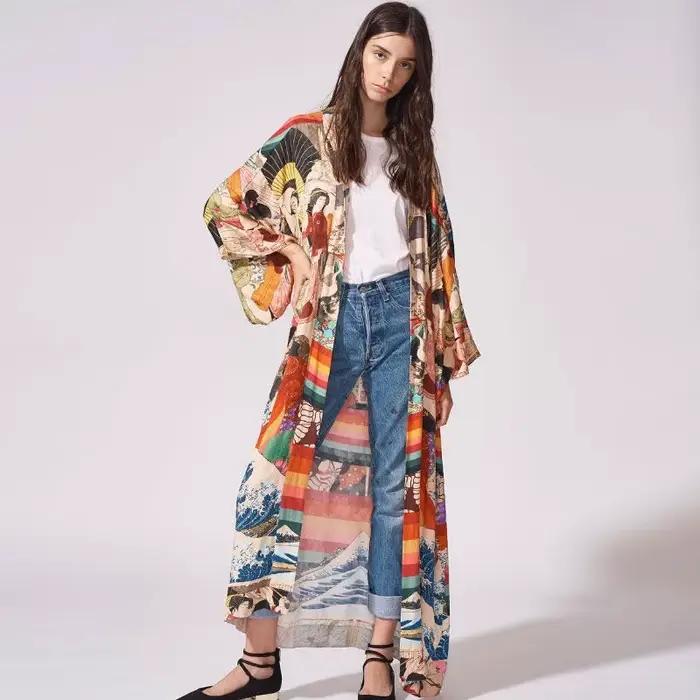 Kimono japonais pour femmes, yukata, cardigan à manches longues, chemisier tendance, haori, robe kimono traditionnelle, style 2026 FF001