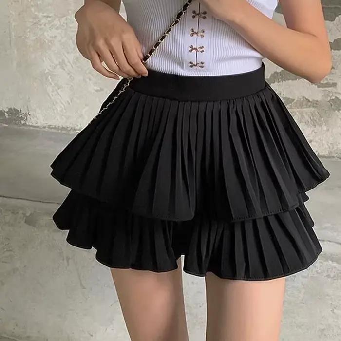 Jupe gâteau plissée doublée de mode pour femmes été nouveau doux taille haute jupes moelleuses pour dames Style Simple
