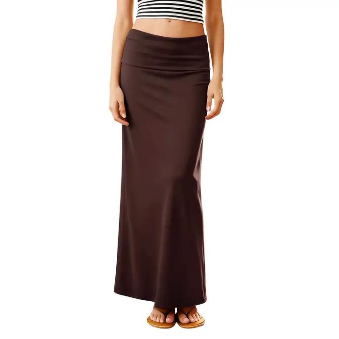 Jupe droite en polyester décontractée couleur unie pour femme style Y2K streetwear office soirée