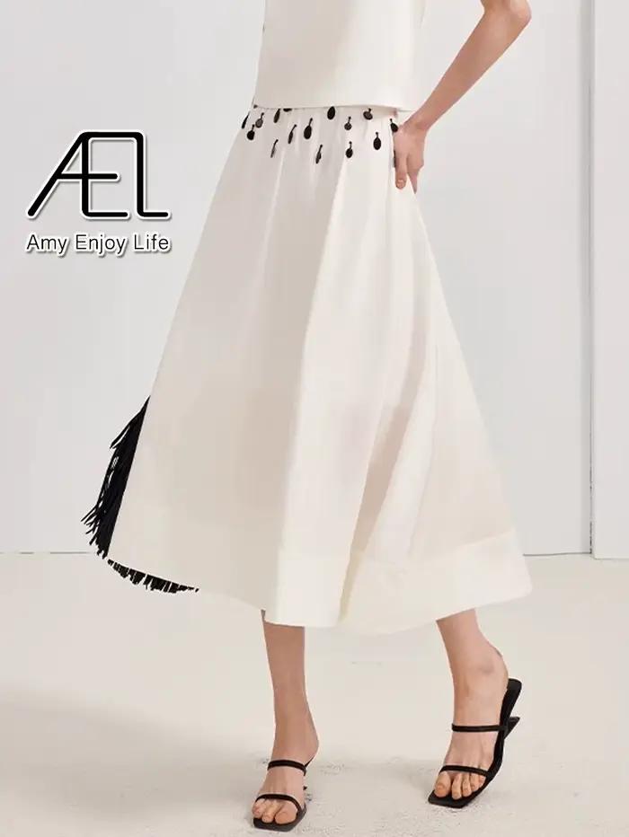 AEL femmes taille haute a-ligne jupe à paillettes dames conception minimaliste