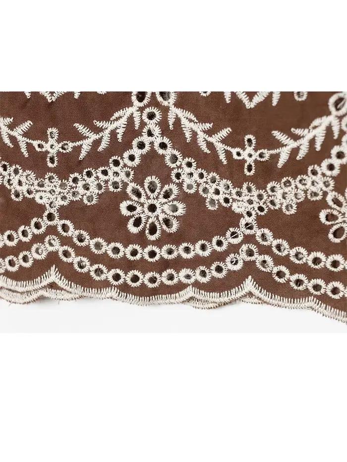 Ensemble jupe de vacances pour femme HH – Haut court sans manches à col rond et broderie ajourée +