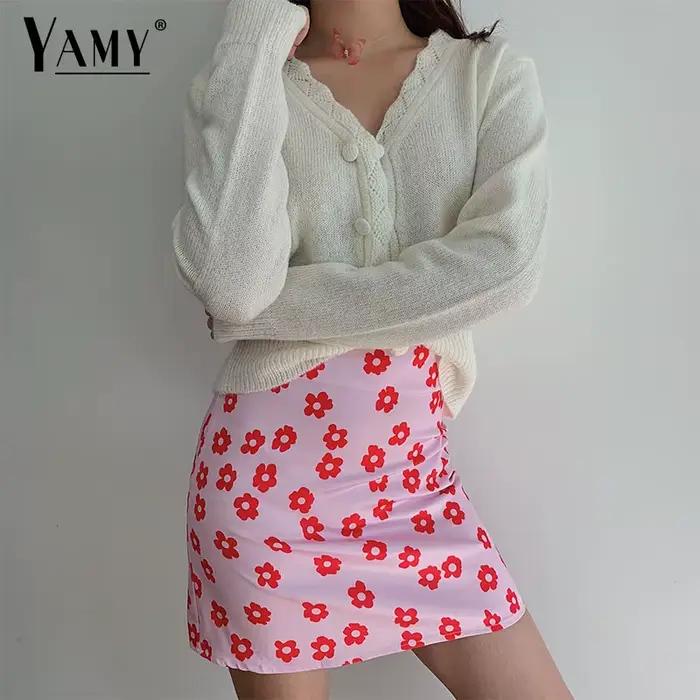 Mini jupe taille haute à imprimé floral pour femmes