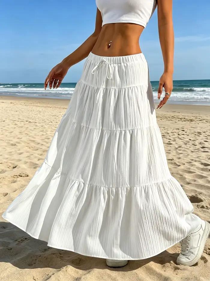 Nouvelle jupe longue d'été blanche grande taille