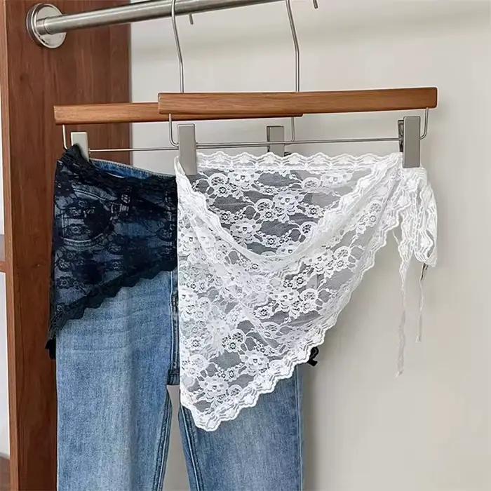 Jupe courte triangulaire et mi-longue en tissu avec garniture en dentelle douce pour femmes, style empilé et coréen, idéale pour les occasions spéciales et la mode quotidienne