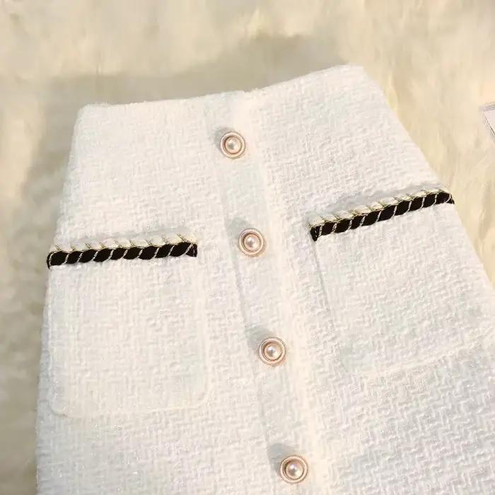 Jupes longues en Tweed noir et blanc pour femme