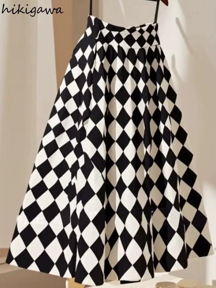 2025 Faldas Mujer De Moda Jupe Vintage pour femmes taille haute a-ligne ample