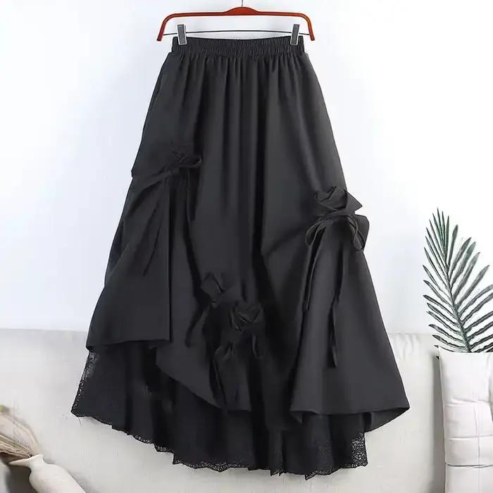 Jupe longue blanche féerique pour femme - Détails nœuds